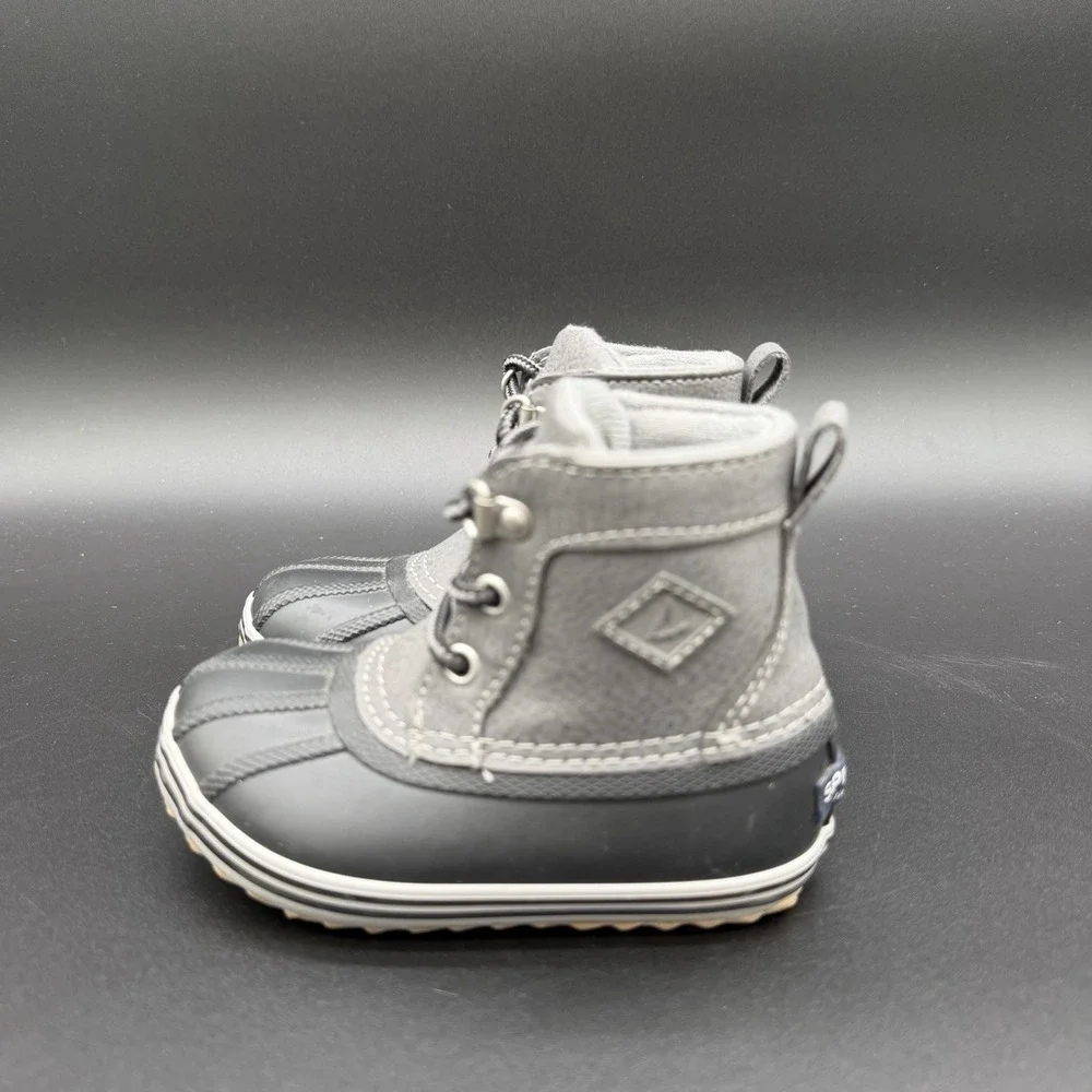 Sperry Kids Bowline Boot Boys Size 6M Black Grey‎ Lace Up 61911
